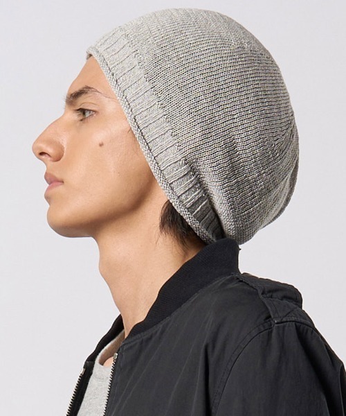wjk(ダヴルジェイケイ)の「mko13201- GIMA roll beanie ニット帽(8991 kc62h)(ニットキャップ/ビーニー・メンズ・ライトベージュ/ライトブルー/ライトグレー・FREE)」の13枚目の写真