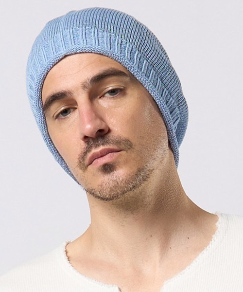 wjk(ダヴルジェイケイ)の「mko13201- GIMA roll beanie ニット帽(8991 kc62h)(ニットキャップ/ビーニー・メンズ・ライトベージュ/ライトブルー/ライトグレー・FREE)」の18枚目の写真