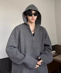 ハーフジップ」に該当するメンズのニット/セーター（グレー/灰色系