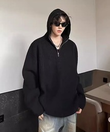 ハーフジップ」に該当するメンズのニット/セーター（ブラック/黒色系