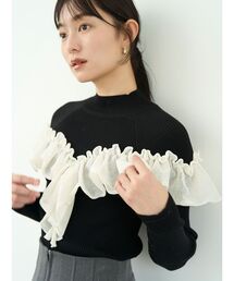 LAGUNAMOON | バイカラーラッフルニットプルオーバー(ニット/セーター)