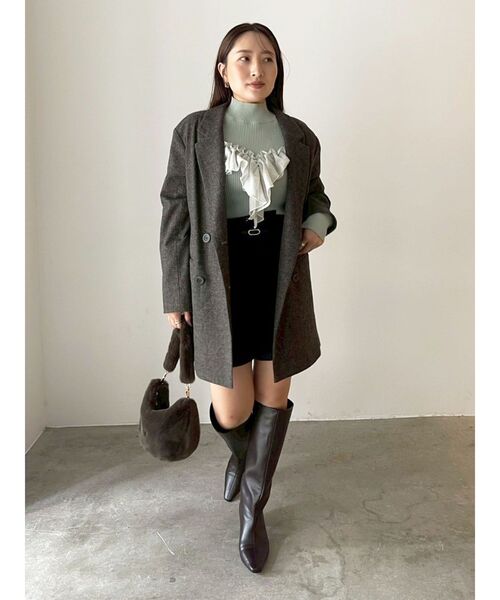 LAGUNAMOON（ラグナムーン）の「バイカラーラッフルニットプルオーバー（ニット/セーター・レディース・ミント/アイボリー/ブラック・FREE）」の15枚目の写真