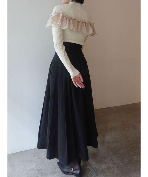 LAGUNAMOON（ラグナムーン）の「バイカラーラッフルニットプルオーバー（ニット/セーター・レディース・ミント/アイボリー/ブラック・FREE）」の20枚目の写真