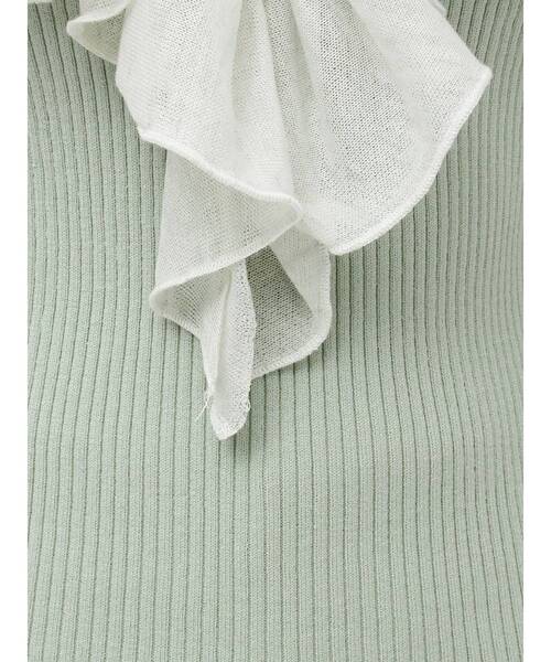 LAGUNAMOON（ラグナムーン）の「バイカラーラッフルニットプルオーバー（ニット/セーター・レディース・ミント/アイボリー/ブラック・FREE）」の7枚目の写真