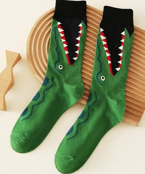 NOLITA LABORATORY(ノリータラボラトリー)の「【 NOLITA / ノリータ 】 ワニデザイン ソックス 22-25cm/アニマル柄 クルー丈 靴下 アニマルモチーフ(ソックス/靴下・レディース・グリーン・FREE)」の5枚目の写真