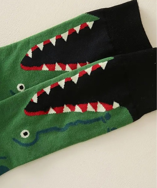 NOLITA LABORATORY(ノリータラボラトリー)の「【 NOLITA / ノリータ 】 ワニデザイン ソックス 22-25cm/アニマル柄 クルー丈 靴下 アニマルモチーフ(ソックス/靴下・レディース・グリーン・FREE)」の6枚目の写真