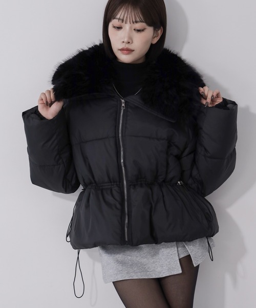 me+em select（ミームセレクト）の「【 ２color 】ファーカラーウエストマークミディダウンジャケット ／  fur collar  waist-mark midi down jacket（ダウンジャケット/コート・レディース・アイボリー/ブラック・FREE）」の12枚目の写真
