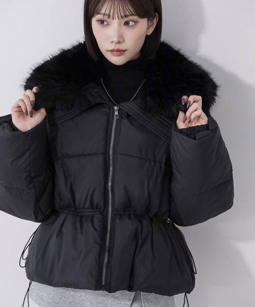 me+em select（ミームセレクト）の「【 ２color 】ファーカラーウエストマークミディダウンジャケット ／  fur collar  waist-mark midi down jacket（ダウンジャケット/コート・レディース・アイボリー/ブラック・FREE）」の10枚目の写真