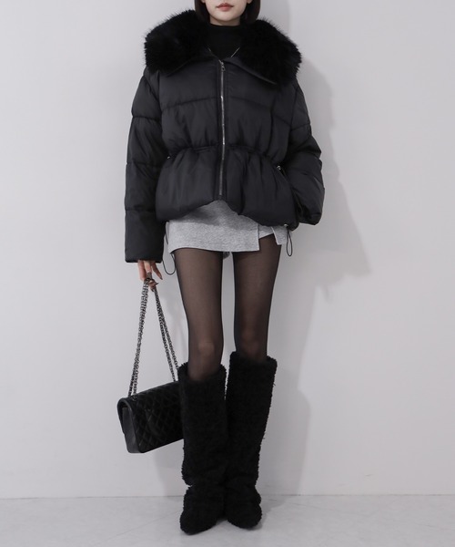 me+em select（ミームセレクト）の「【 ２color 】ファーカラーウエストマークミディダウンジャケット ／  fur collar  waist-mark midi down jacket（ダウンジャケット/コート・レディース・アイボリー/ブラック・FREE）」の14枚目の写真