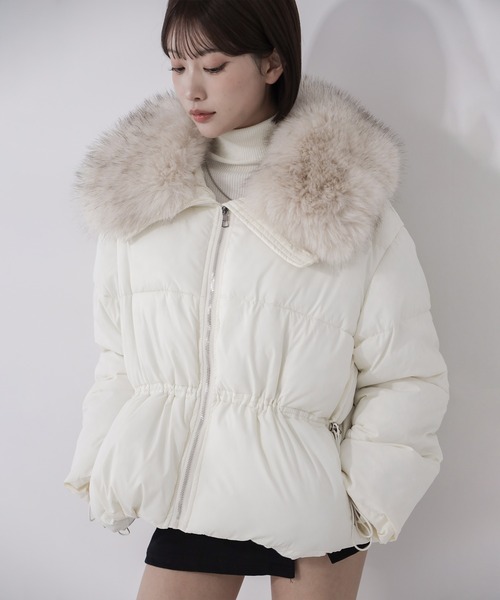 me+em select（ミームセレクト）の「【 ２color 】ファーカラーウエストマークミディダウンジャケット ／  fur collar  waist-mark midi down jacket（ダウンジャケット/コート・レディース・アイボリー/ブラック・FREE）」の7枚目の写真