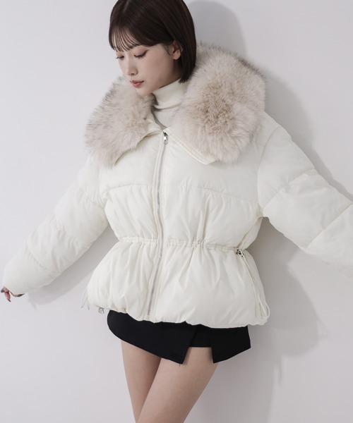 me+em select（ミームセレクト）の「【 ２color 】ファーカラーウエストマークミディダウンジャケット ／  fur collar  waist-mark midi down jacket（ダウンジャケット/コート・レディース・アイボリー/ブラック・FREE）」の6枚目の写真