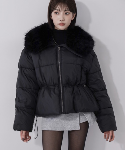 me+em select（ミームセレクト）の「【 ２color 】ファーカラーウエストマークミディダウンジャケット ／  fur collar  waist-mark midi down jacket（ダウンジャケット/コート・レディース・アイボリー/ブラック・FREE）」の11枚目の写真