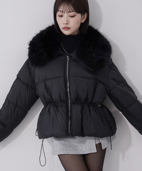 me+em select（ミームセレクト）の「【 ２color 】ファーカラーウエストマークミディダウンジャケット ／  fur collar  waist-mark midi down jacket（ダウンジャケット/コート・レディース・アイボリー/ブラック・FREE）」の13枚目の写真