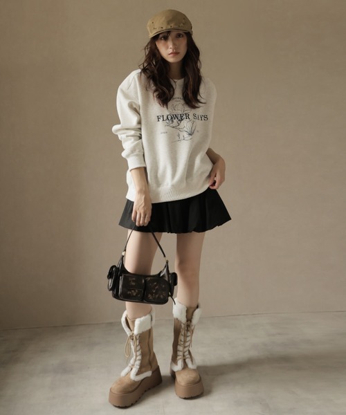 Ulysses（ユリシス）の「フラワー刺繍ロゴトレーナー（スウェット・レディース・ネイビー/ダークグレー・F）」の11枚目の写真