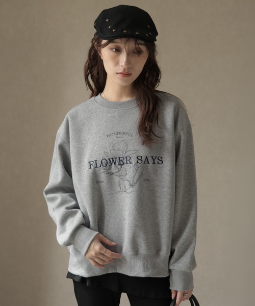 Ulysses（ユリシス）の「フラワー刺繍ロゴトレーナー（スウェット・レディース・ネイビー/ダークグレー・F）」の17枚目の写真