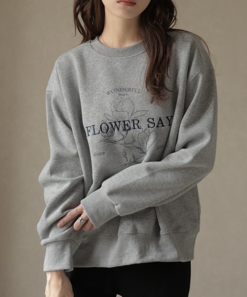 Ulysses（ユリシス）の「フラワー刺繍ロゴトレーナー（スウェット・レディース・ネイビー/ダークグレー・F）」の19枚目の写真