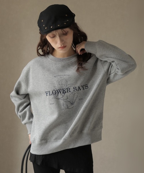 Ulysses（ユリシス）の「フラワー刺繍ロゴトレーナー（スウェット・レディース・ネイビー/ダークグレー・F）」の21枚目の写真