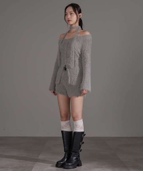 セール】タイ付きシャギーオフショルニット（ニット/セーター