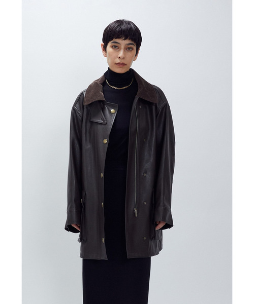 SYSTEM（システム）＞レザーライク ケープジャケット（その他アウター