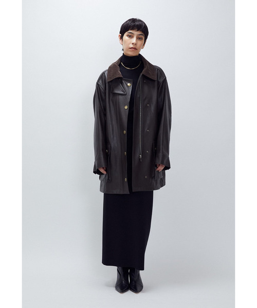 SYSTEM（システム）＞レザーライク ケープジャケット（その他アウター