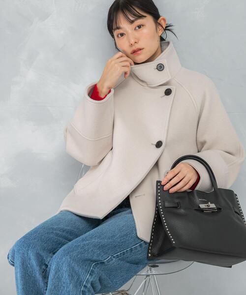 URBAN RESEARCH ROSSO WOMEN（アーバンリサーチ　ロッソ）の「スーパー140シャルム2WAYカラーコート（その他アウター・レディース・チャコールグレー/モカ/ホワイト系その他・FREE）」の2枚目の写真