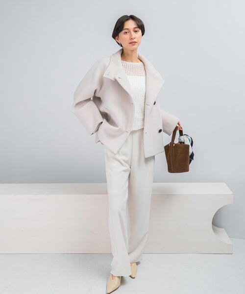 URBAN RESEARCH ROSSO WOMEN（アーバンリサーチ　ロッソ）の「スーパー140シャルム2WAYカラーコート（その他アウター・レディース・チャコールグレー/モカ/ホワイト系その他・FREE）」の14枚目の写真