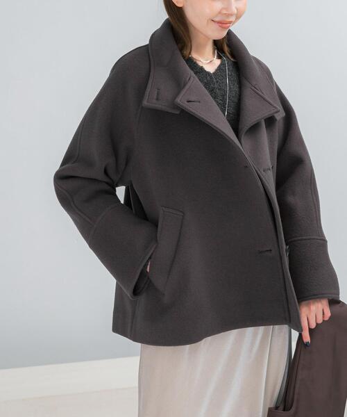 URBAN RESEARCH ROSSO WOMEN（アーバンリサーチ　ロッソ）の「スーパー140シャルム2WAYカラーコート（その他アウター・レディース・チャコールグレー/モカ/ホワイト系その他・FREE）」の4枚目の写真