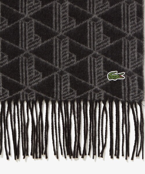 LACOSTE（ラコステ）の「サスティナブルモノグラムジャカードマフラー（マフラー・メンズ・ブラック・FREE）」の3枚目の写真
