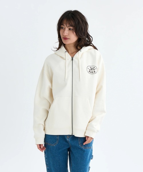 RVCA(ルーカ)の「RVCA レディース COURT ZIP HOODIE パーカー 【2025年秋冬モデル】 @autumn/ルーカジップアップパーカー・フーディー(パーカー・レディース・ブラック/オフホワイト/グレー・SMALL/MEDIUM)」の2枚目の写真