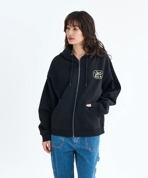 RVCA(ルーカ)の「RVCA レディース COURT ZIP HOODIE パーカー 【2025年秋冬モデル】 @autumn/ルーカジップアップパーカー・フーディー(パーカー・レディース・ブラック/オフホワイト/グレー・SMALL/MEDIUM)」の1枚目の写真