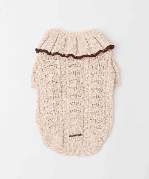 moncheri(モンシェリ)の「バイカラーフリル衿ニットトップス(ペットウェア・レディース・ブルー/アイボリー・S/M/L/XL)」の1枚目の写真