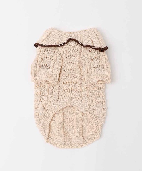 moncheri(モンシェリ)の「バイカラーフリル衿ニットトップス(ペットウェア・レディース・ブルー/アイボリー・S/M/L/XL)」の12枚目の写真