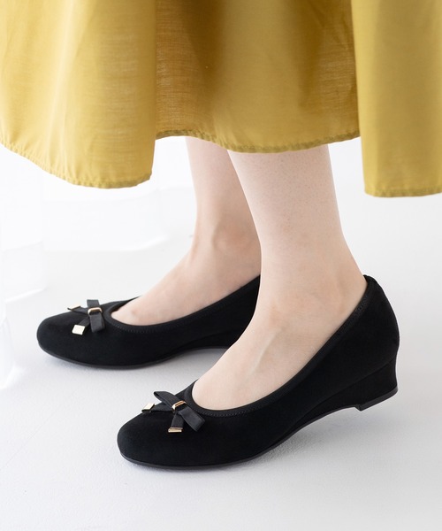 JELLY BEANS(ジェリービーンズ)の「メタルアクセントリボンハーフウエッジパンプス(204-55129)JELLY BEANS(ジェリービーンズ)(パンプス・レディース・ブラック系・22.5/23/23.5/24/24.5)」の8枚目の写真