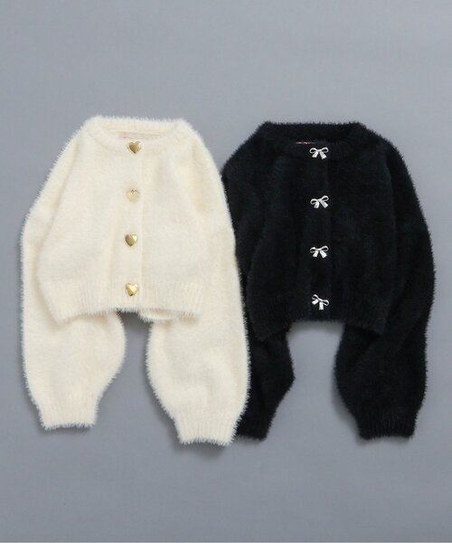 BREEZE（ブリーズ）の「【ジュニア対応】シャギーニットカーディガン（カーディガン/ボレロ・キッズ・オフホワイト/ブラック・90/100/120/140）」の8枚目の写真