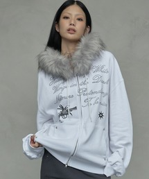 NIIER NOR（ニアノア）の「A'GEM/9 × .kom 『NIIER NOR/ニアノア』 KILL SHOT FUR HOOD ZIP-UP/キルショットデザイン ジップアップパーカー（パーカー）」