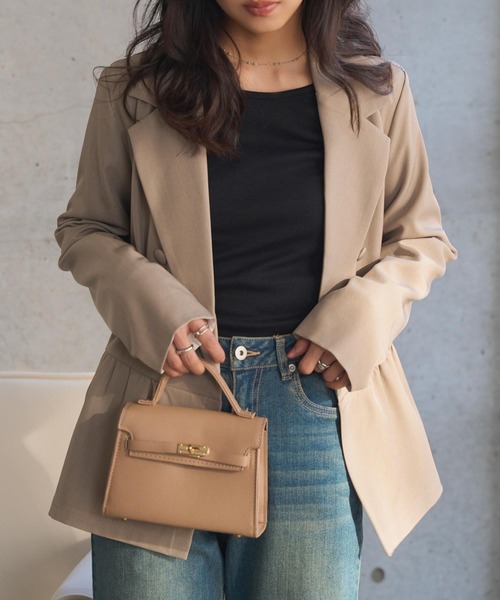 KOBE LETTUCE（コウベレタス）の「ペプラムジャケット（テーラードジャケット・レディース・ブラック/モカ・M）」の8枚目の写真