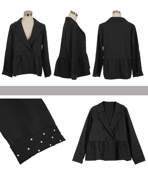 KOBE LETTUCE（コウベレタス）の「ペプラムジャケット（テーラードジャケット・レディース・ブラック/モカ・M）」の9枚目の写真