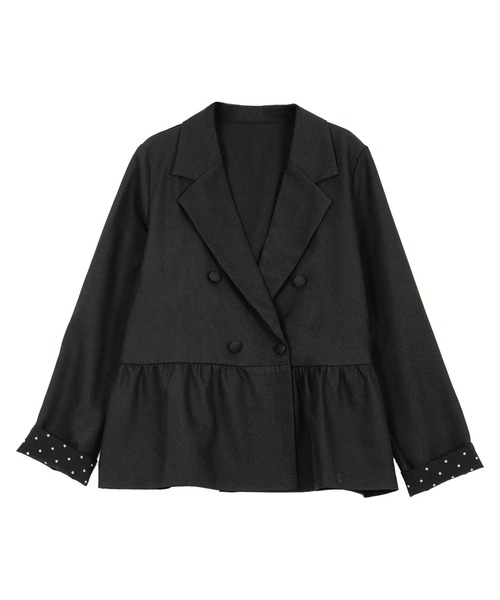 KOBE LETTUCE（コウベレタス）の「ペプラムジャケット（テーラードジャケット・レディース・ブラック/モカ・M）」の11枚目の写真