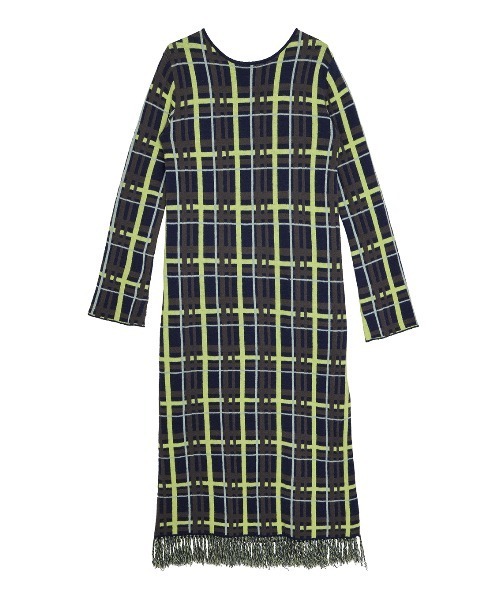 セール】2WAY HANDWRITING CHECK KNIT DRESS（ワンピース）｜Ameri