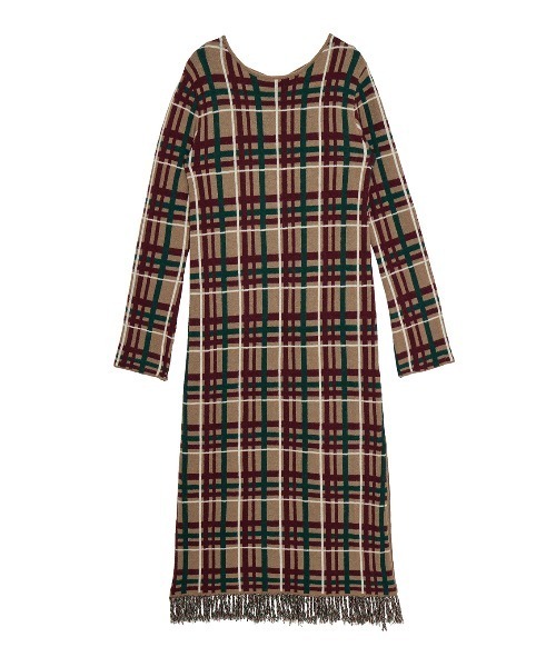 2WAY HANDWRITING CHECK KNIT DRESS（ワンピース）｜Ameri（アメリ）の