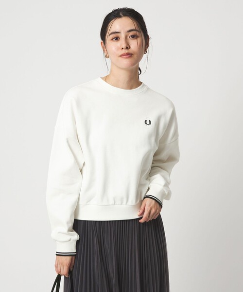 FRED PERRY＞クルーネック ショート スウェット プルオーバー