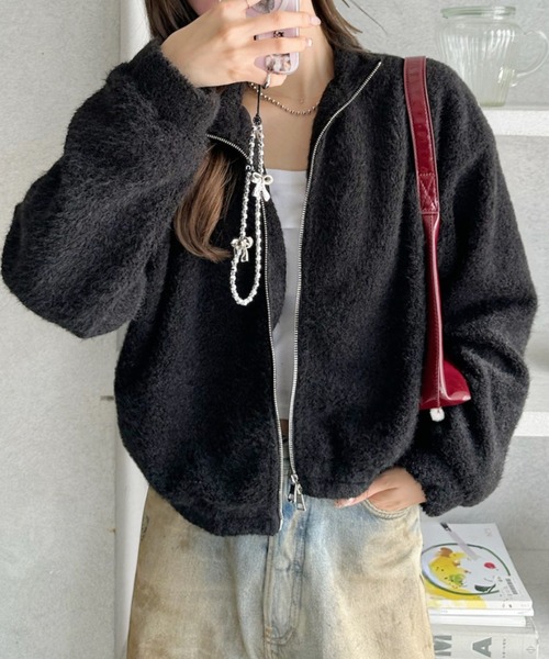 Ada.(エイダ)の「シャギー ジップ スタンドカラー ブルゾン(ブルゾン・レディース・ホワイト/ブラック/グレー・M)」の10枚目の写真