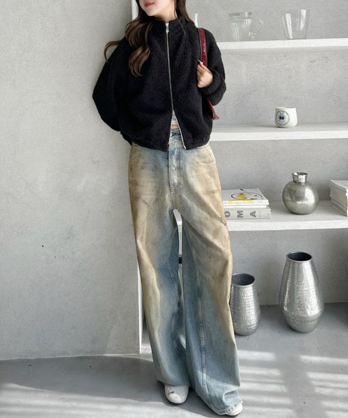 Ada.(エイダ)の「シャギー ジップ スタンドカラー ブルゾン(ブルゾン・レディース・ホワイト/ブラック/グレー・M)」の14枚目の写真