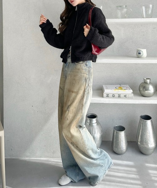 Ada.(エイダ)の「シャギー ジップ スタンドカラー ブルゾン(ブルゾン・レディース・ホワイト/ブラック/グレー・M)」の13枚目の写真