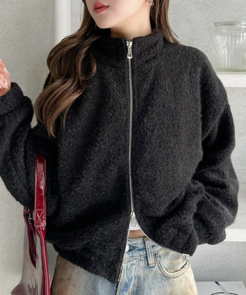 Ada.(エイダ)の「シャギー ジップ スタンドカラー ブルゾン(ブルゾン・レディース・ホワイト/ブラック/グレー・M)」の15枚目の写真