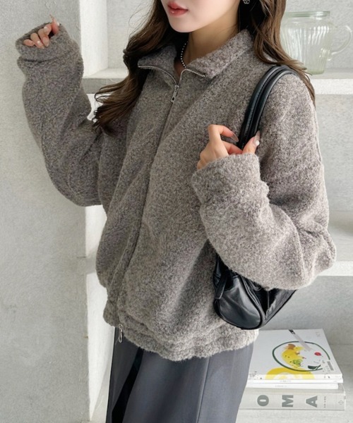 Ada.(エイダ)の「シャギー ジップ スタンドカラー ブルゾン(ブルゾン・レディース・ホワイト/ブラック/グレー・M)」の18枚目の写真