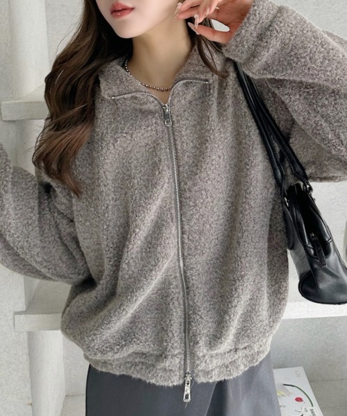 Ada.(エイダ)の「シャギー ジップ スタンドカラー ブルゾン(ブルゾン・レディース・ホワイト/ブラック/グレー・M)」の17枚目の写真