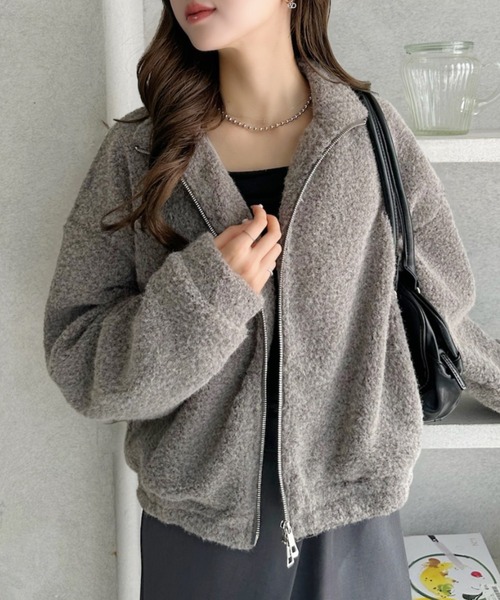 Ada.(エイダ)の「シャギー ジップ スタンドカラー ブルゾン(ブルゾン・レディース・ホワイト/ブラック/グレー・M)」の21枚目の写真