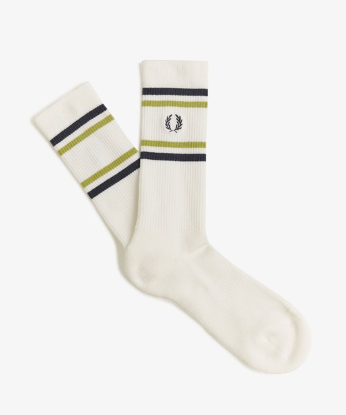 FRED PERRY(フレッドペリー)の「Ribbed Sports Socks/リブスポーツソックス(ソックス/靴下・メンズ・ブラック/ライトホワイト・4-6/6-8)」の1枚目の写真