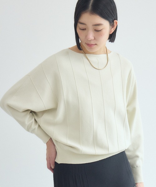 Paradise Picnic（パラダイスピクニック）の「ストライプドルマンニット（ニット/セーター・レディース・ブラック/アイボリー/イエロー/オレンジ・FREE）」の2枚目の写真